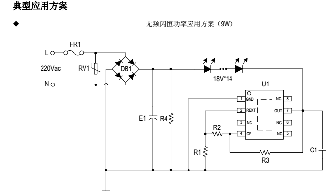 LED軟燈條高壓線性恒流方案LK2085的應(yīng)用(圖3) SM2091E無(wú)頻閃典型方案應(yīng)用圖.png