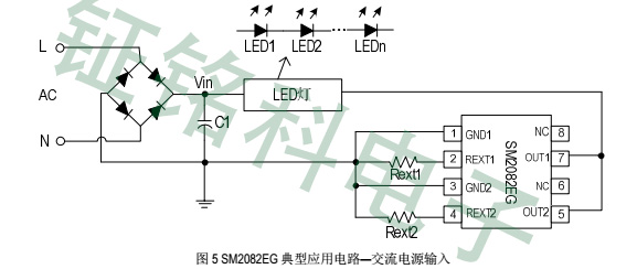高壓線性恒流芯片SM2082EG跟傳統(tǒng)芯片的差別(圖2) 鉦銘科電子SM2082EG交流電輸入.jpg