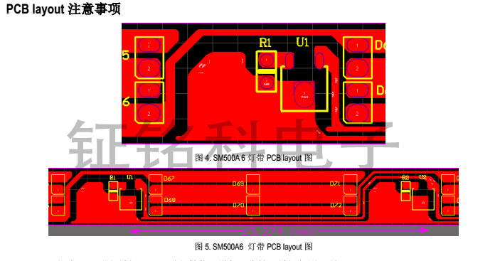 新品型號高壓燈帶恒流芯片SM500A6產(chǎn)品的系統(tǒng)方案設(shè)計應(yīng)用(圖1) SM500A6 PCB燈帶圖.jpg