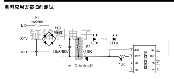新代高壓線性恒流IC方案設(shè)計SM2082EDS產(chǎn)品應用發(fā)展(圖1) SM2082EDS典型應用方案EMI測試.jpg